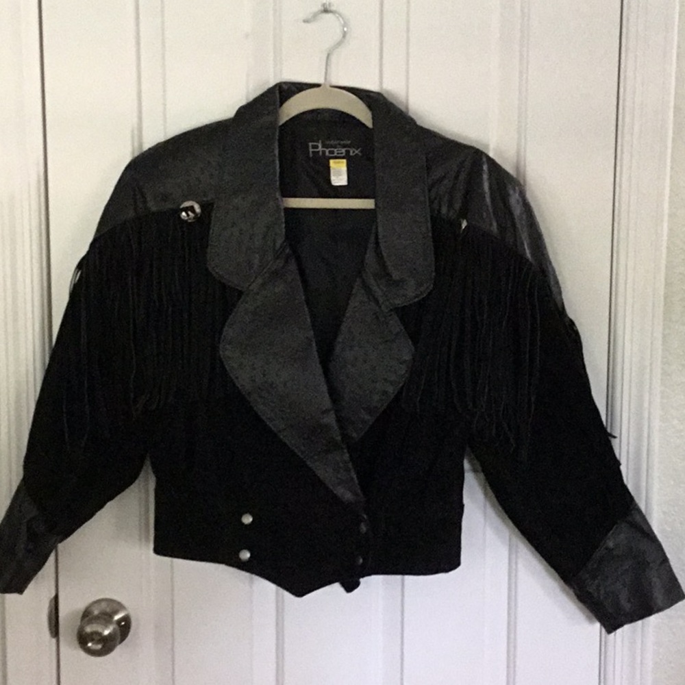 Phoenix outerwear genuine black leather/suede